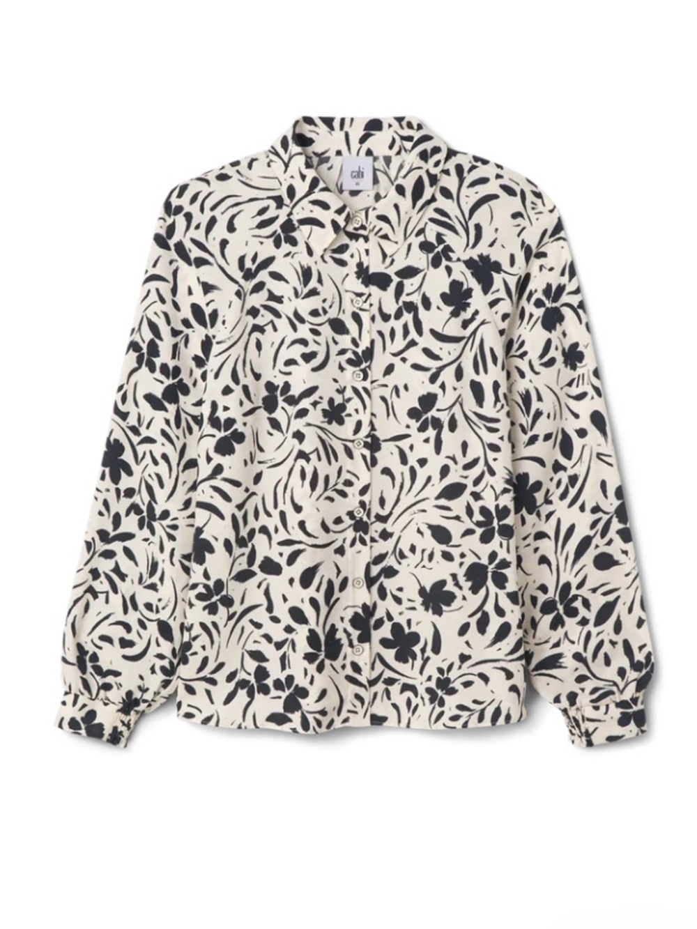 Cabi quintessential blouse with Black Floral Print